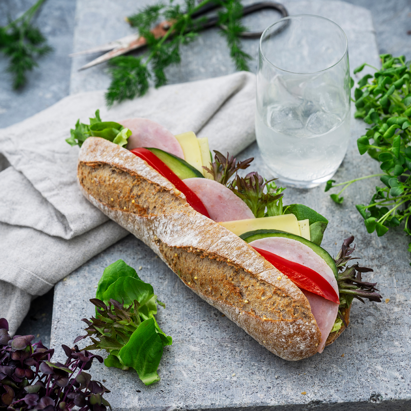 Baguette Ost & skinke