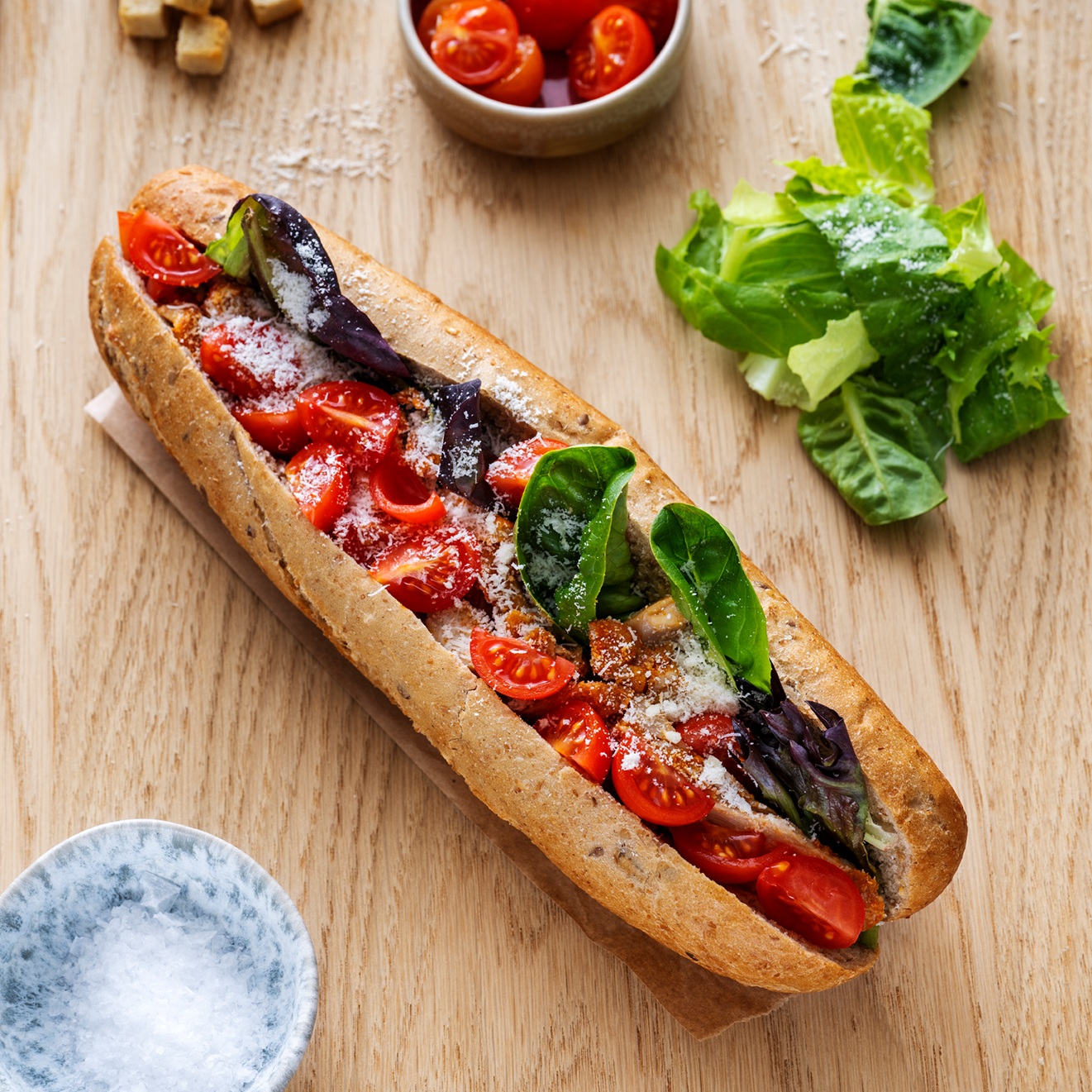 Baguette med kylling og grana padano